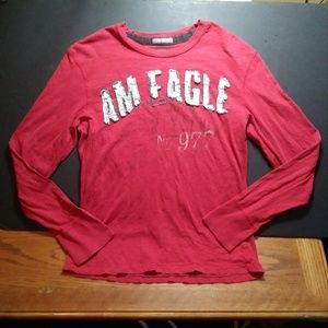 Red American Eagle Long Sleeve Shirt